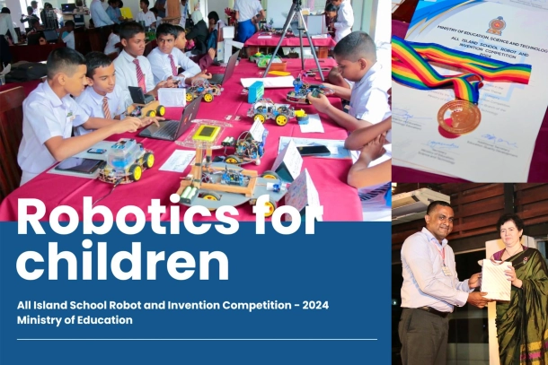 Dr. Upanith judging at the all island robot and invention competition